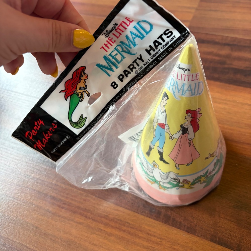 Vintage Disney The Little Mermaid 8 Party Hats New 1990s Ariel Prince Eric